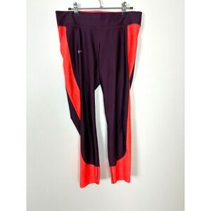 Under Armor Compression Maroon and Orange Capri Leggings Size Large (D3)